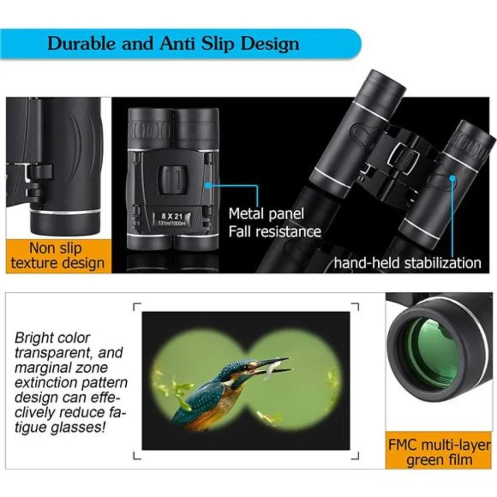 8x21 Mini Compact Pocket Binoculars